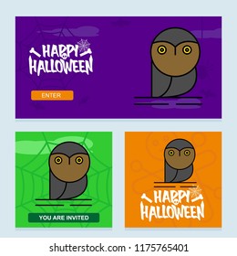 Happy Halloween invitation design with owl vector