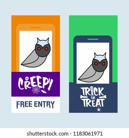 Happy Halloween invitation design with owl vector