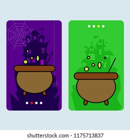 Happy Halloween invitation design with pot vector