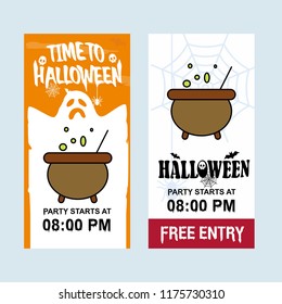 Happy Halloween invitation design with pot vector