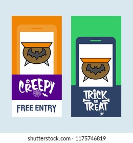 Happy Halloween invitation design with pot vector