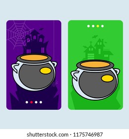 Happy Halloween invitation design with pot vector