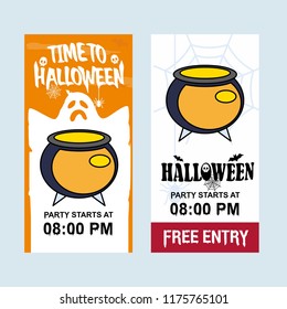 Happy Halloween invitation design with pot vector