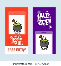 Happy Halloween invitation design with pot vector