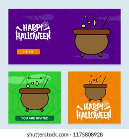 Happy Halloween invitation design with pot vector