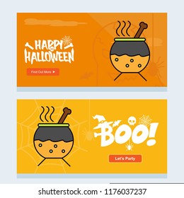 Happy Halloween invitation design with pot vector