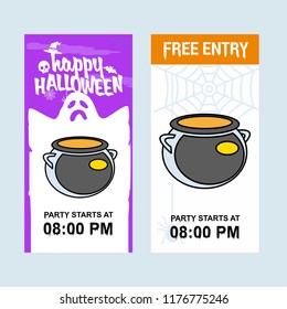 Happy Halloween invitation design with pot vector