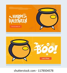 Happy Halloween invitation design with pot vector
