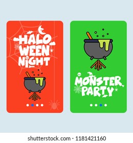 Happy Halloween invitation design with pot vector