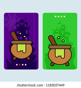 Happy Halloween invitation design with pot vector