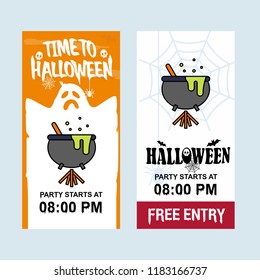 Happy Halloween invitation design with pot vector