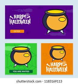 Happy Halloween invitation design with pot vector