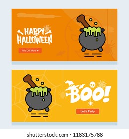 Happy Halloween invitation design with pot vector