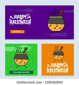 Happy Halloween invitation design with pot vector