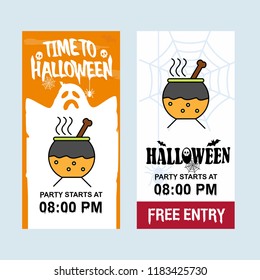 Happy Halloween invitation design with pot vector