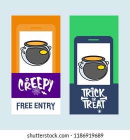 Happy Halloween invitation design with pot vector