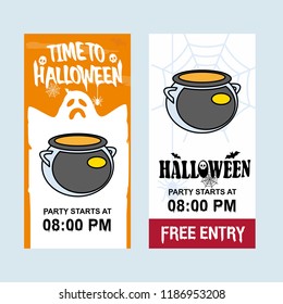 Happy Halloween invitation design with pot vector