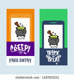 Happy Halloween invitation design with pot vector