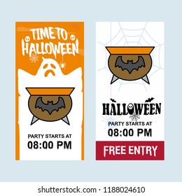 Happy Halloween invitation design with pot vector