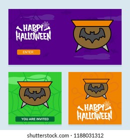 Happy Halloween invitation design with pot vector