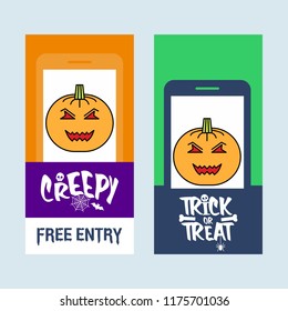 Happy Halloween invitation design with pumpkin vector