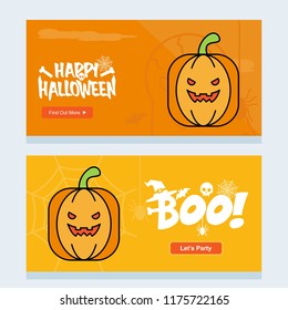 Happy Halloween invitation design with pumpkin vector
