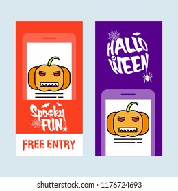 Happy Halloween invitation design with pumpkin vector