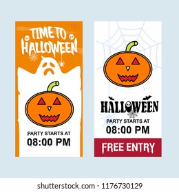 Happy Halloween invitation design with pumpkin vector