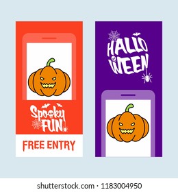 Happy Halloween invitation design with pumpkin vector