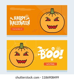 Happy Halloween invitation design with pumpkin vector