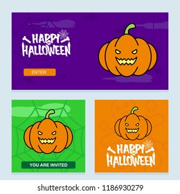 Happy Halloween invitation design with pumpkin vector