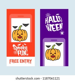 Happy Halloween invitation design with pumpkin vector