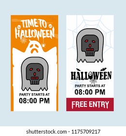 Happy Halloween invitation design with skull vector