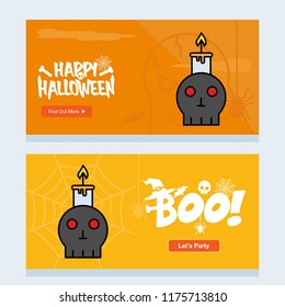 Happy Halloween invitation design with skull vector