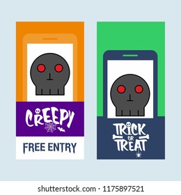 Happy Halloween invitation design with skull vector