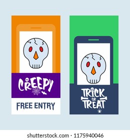 Happy Halloween invitation design with skull vector
