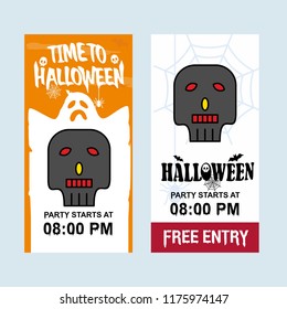 Happy Halloween invitation design with skull vector