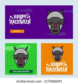 Happy Halloween invitation design with skull vector