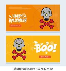 Happy Halloween invitation design with skull vector