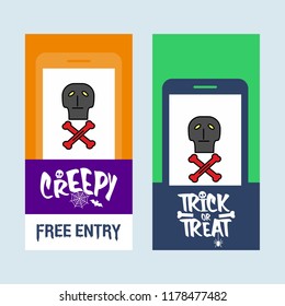 Happy Halloween invitation design with skull vector