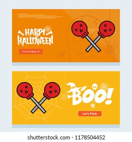 Happy Halloween invitation design with skull vector