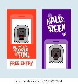 Happy Halloween invitation design with skull vector