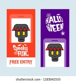 Happy Halloween invitation design with skull vector