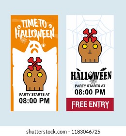 Happy Halloween invitation design with skull vector
