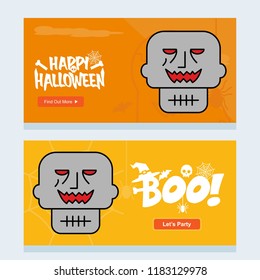 Happy Halloween invitation design with skull vector