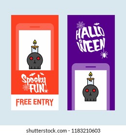 Happy Halloween invitation design with skull vector