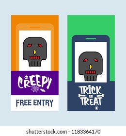 Happy Halloween invitation design with skull vector