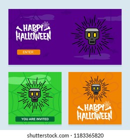 Happy Halloween invitation design with skull vector