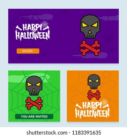 Happy Halloween invitation design with skull vector