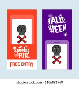 Happy Halloween invitation design with skull vector